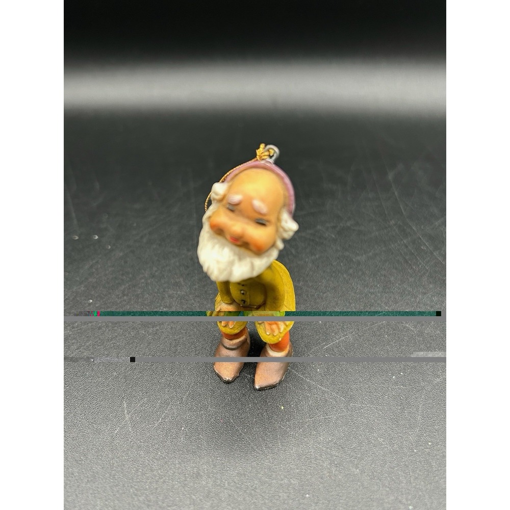 Vtg Hard Plastic Gnome Pixie Elf Hands On Knees Hong Kong Ornament